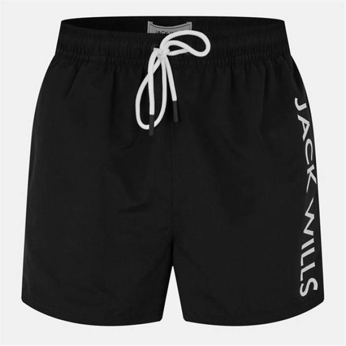 ジャック ウィルス Jack Wills 【 Large Logo Swim Shorts Men Black 】 ロゴ ショーツ メンズ 黒色 ブラック