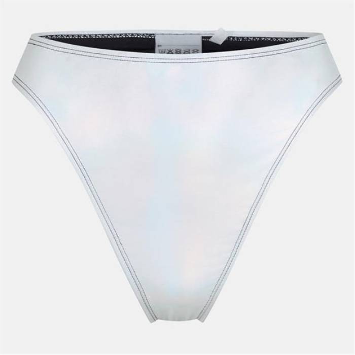 ブレイブソウル Brave Soul 【 High Waisted Bikini Bottoms Women Metalic Silver 】 ハイ ズボン ボトムス レディース Silver 銀色・シルバー