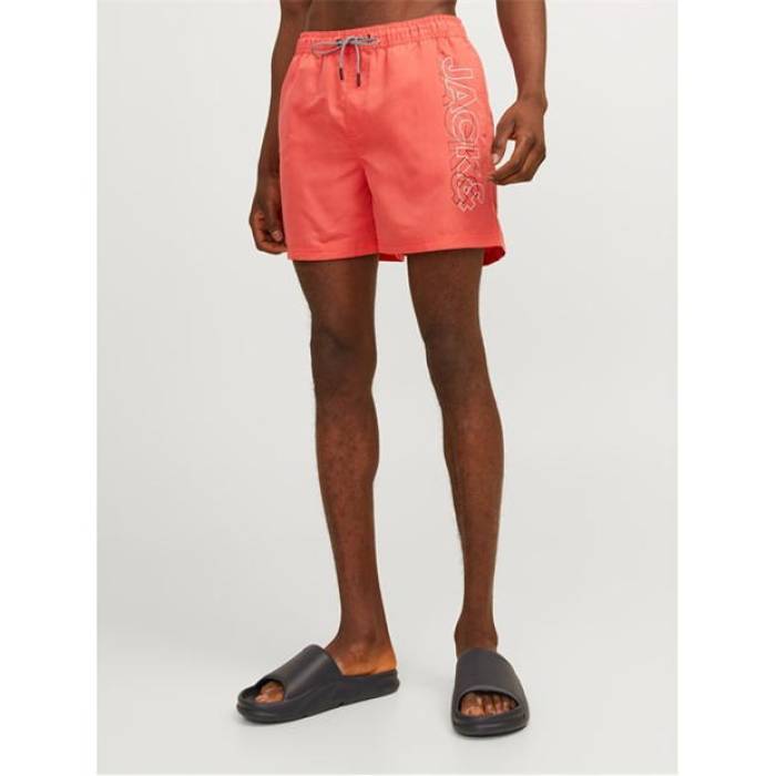 Jack And Jones 【 Fiji Double Logo Swim Shorts Men Hot Coral 】 ロゴ ショーツ メンズ