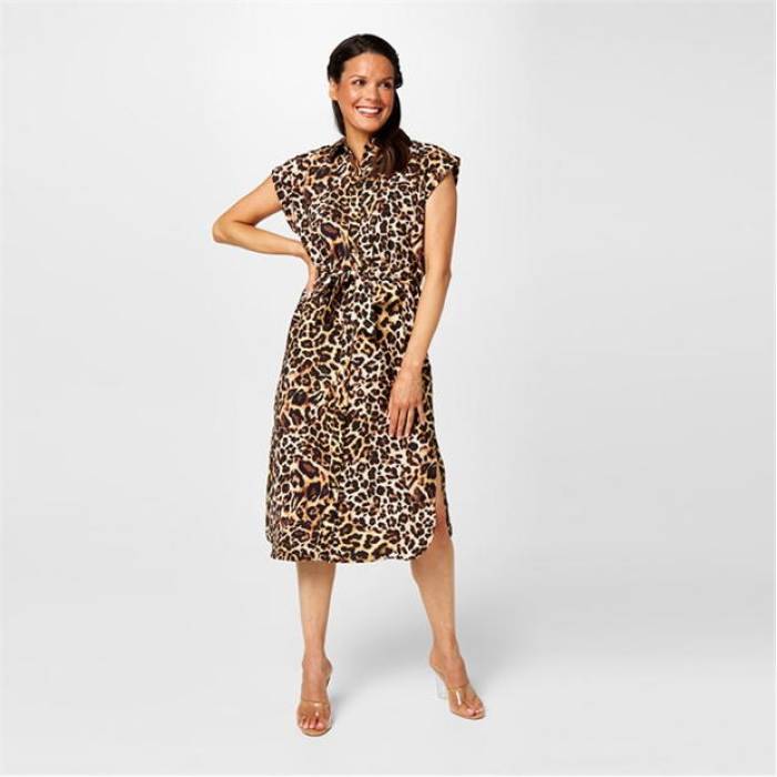 Biba 【 Printed Shirt Dress Women Leopard Print 】 ドレス レディース ヒョウ柄 レオパード