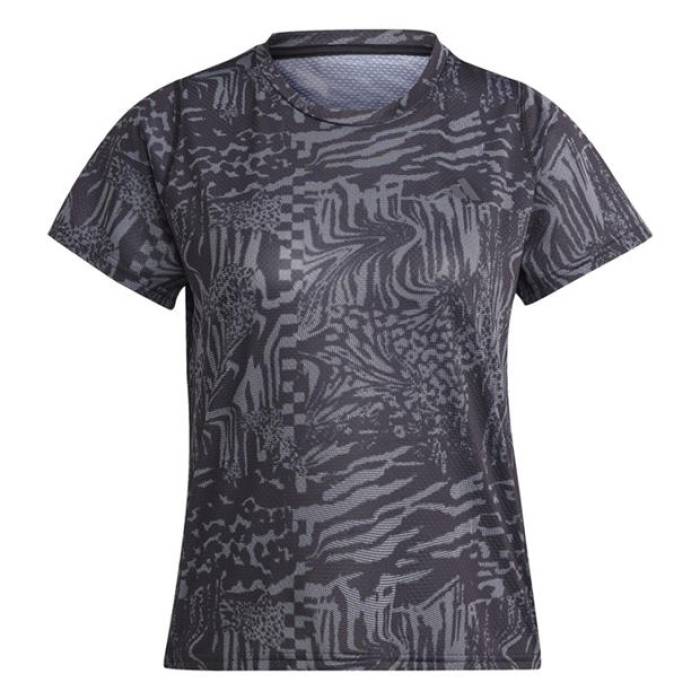 アディダス Adidas 【 All Over Print Regular Fit T-Shirt Women Black 】 プルオーバー レディース 黒いこと 黒いこと