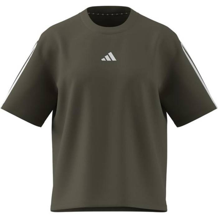 アディダス Adidas 【 Essentials 3 Stripe T-Shirt Womens Women Olive 】 Stripe 縞模様 プルオーバー レディース レディース olive オリーブ