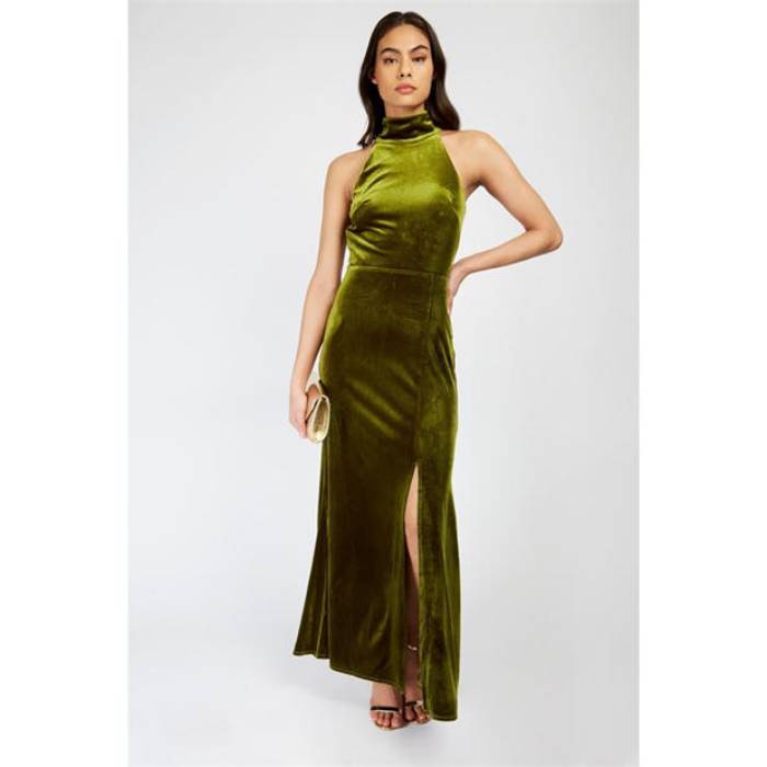 リトルミストレス Little Mistress 【 Maxi Dress Women Lime Green 】 マキシ御召しもの レディース 菩提樹 green 緑・緑であること