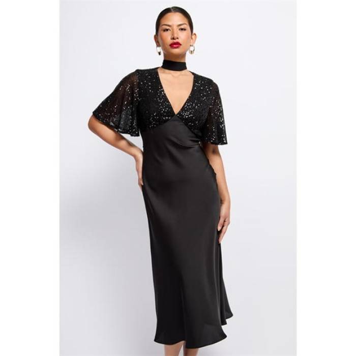 リトルミストレス Little Mistress 【 Maxi Dress Women Black 】 マキシドレス レディース 黒色 ブラック