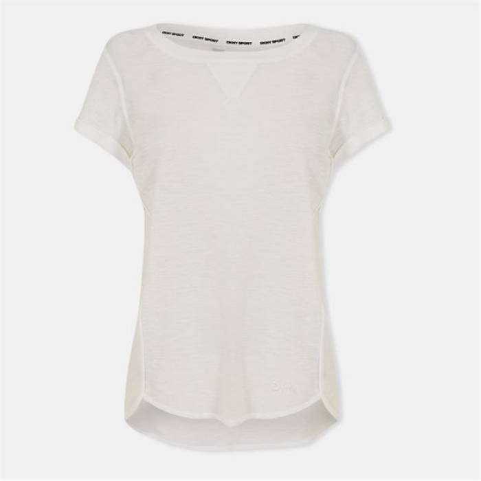 ダナキャランニューヨーク Dkny 【 Mini Waffle Regular Fit T-Shirt Women White 】 ワッフル Tシャツ レディース 白色 ホワイト
