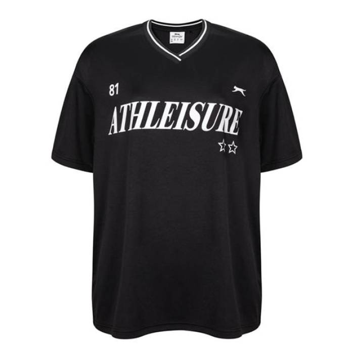 Slazenger 【 Slaz Football Oversized T-Shirt Women Black 】 蹴球 プルオーバー レディース 黒いこと 黒いこと