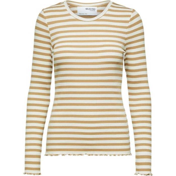 Selected Femme 【 Anna Long Sleeve T-Shirt Women Tanin And 錫 】 Sleeve 衣袂 ティーシャツ レディース