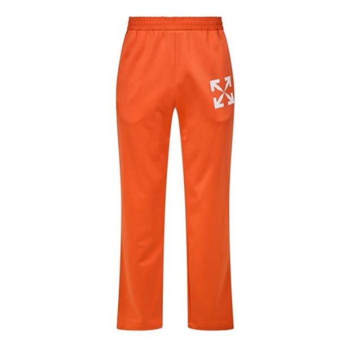 Off White 【 Men's Single Arrow Slim Track Bottoms, Iconic Arrows Logo Trackpant Men Orange/White 】 メンズ アロー slim スリム トラック ロゴ メンズ orange 橙・オレンジ 白色 ホワイト