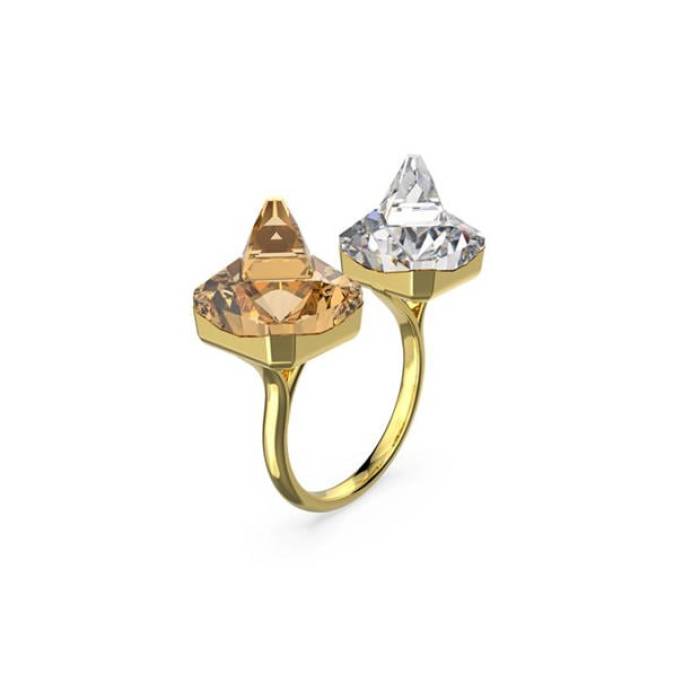 スワロフスキー Swarovski 【 Matrix Open Ring, Pyramid Cut, Yellow, Gold-Tone Plated Women Cry/Gos 】 レディース