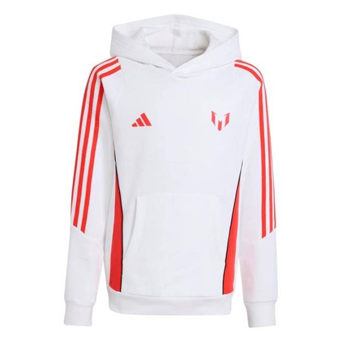 アディダス Adidas 【 Messi Hoodie Juniors Kids White/Red 】 フーディー パーカー お坊っちゃん キッズ 白いこと 白いこと Red 赤・赤いこと