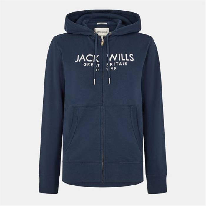 ジャック ウィルス Jack Wills 【 Graphic Zip Hoodie Men Sapphire Navy 】 グラフィック フーディー パーカー メンズ 紺色 ネイビー