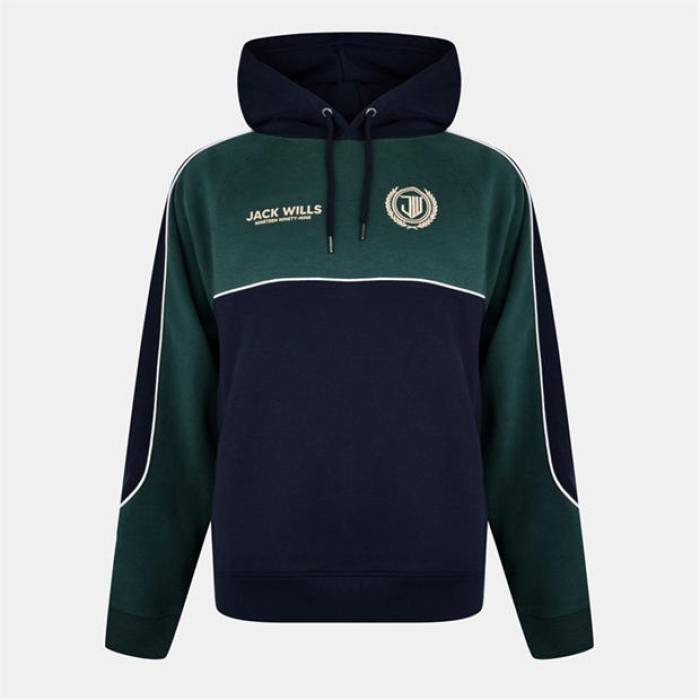 ジャック ウィルス Jack Wills 【 Piped Crest Hoodie Men Navy/Green 】 フーディー パーカー メンズ 紺色 ネイビー green 緑・グリーン