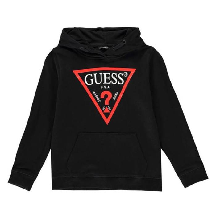 ゲス Guess 【 Triangle Logo Oth Hoodie Kids Black A996 Jblk 】 ロゴタイプ フーディー パーカー お坊っちゃん キッズ 黒いこと 黒いこと