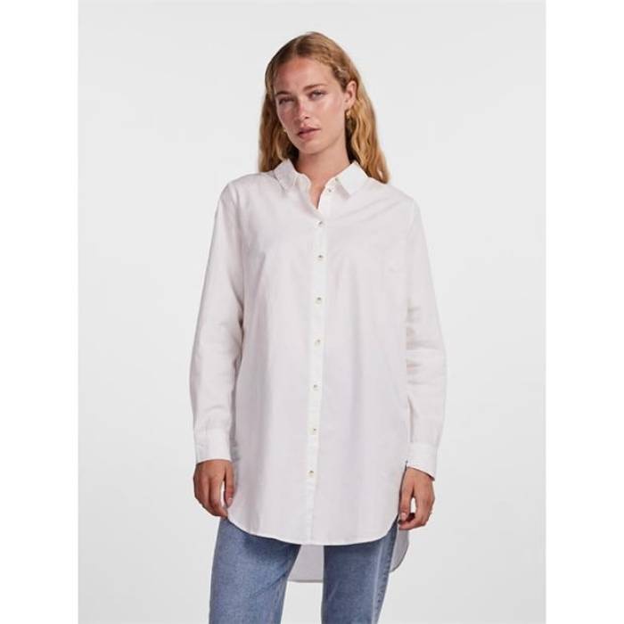 ピーシーズ Pieces 【 Women Noma Long-Sleeve Plain Shirt Women Cloud Dancer 】 レディース レディース