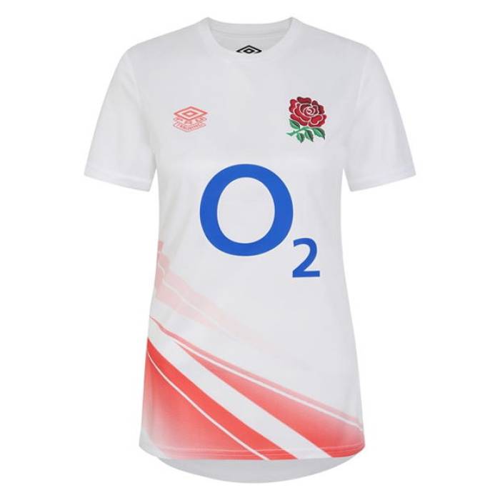 アンブロ Umbro 【 England Rugby Warm Up Shirt 2023 Womens Women White/Coral 】 ラガー ウォーム レディース レディース 白いこと 白いこと