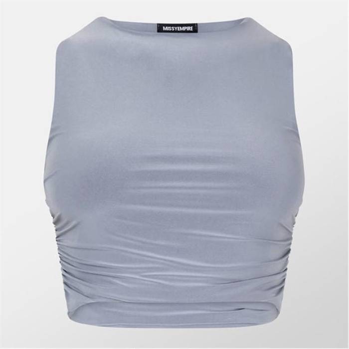 Missy Empire 【 Slinky Racer Top Womens Women Grey 】 レディース レディース 薄墨色 薄墨色