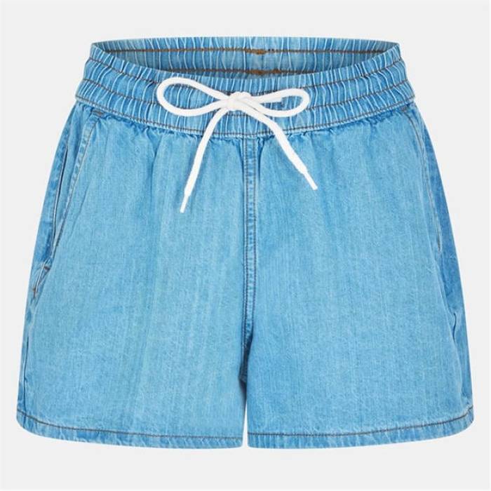 ノイズィーメイ Noisy May 【 Elastic Denim Shorts Women Lt Blue Denim 】 ジーンズ さる股引き レディース 青み 青色 ジーンズ