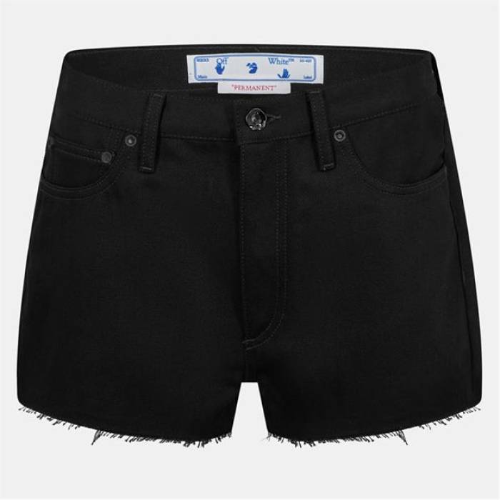 Off White 【 Women's Denim Shorts Women Black/White 】 レディース デニム ショーツ レディース 黒色 ブラック 白色 ホワイト｜スニケス
