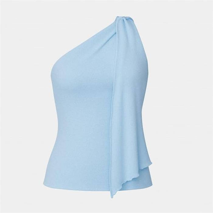 I Saw It First 【 One Shoulder Drape Top Women Blue 】 レディース 青色 ブルー