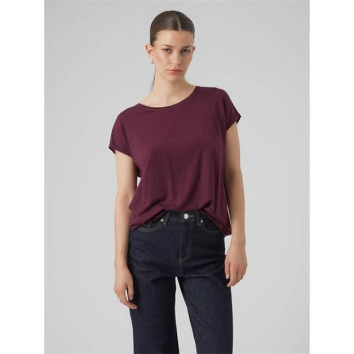 ヴェロモーダ Vero Moda 【 Vm Ava Plain Short Sleeve T-Shirt Womens Women Winetasting 】 Sleeve スリーブ Tシャツ レディース レディース