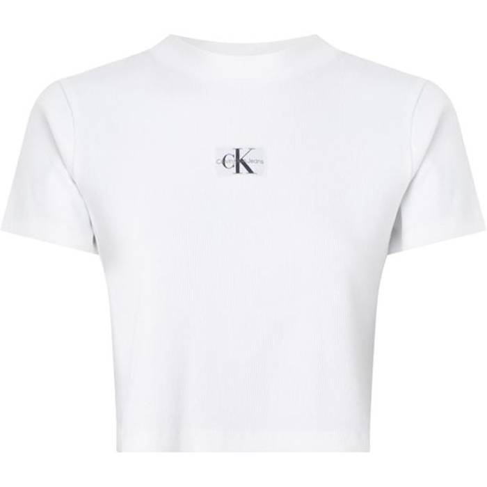 カルバンクライン ジーンズ Calvin Klein Jeans 【 Badge Rib Short Sleeve T Shirt Women Bright White 】 Sleeve スリーブ レディース 白色 ホワイト