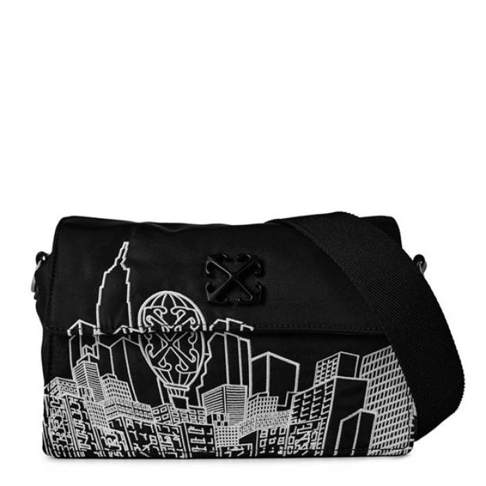 Off White 【 Men\u0027s Ny Skyline Shoulder Bag, Soft Jitney Unisex Black/White 】 メンズ ユニ一発やる 黒いこと 黒いこと 白いこと 白いこと