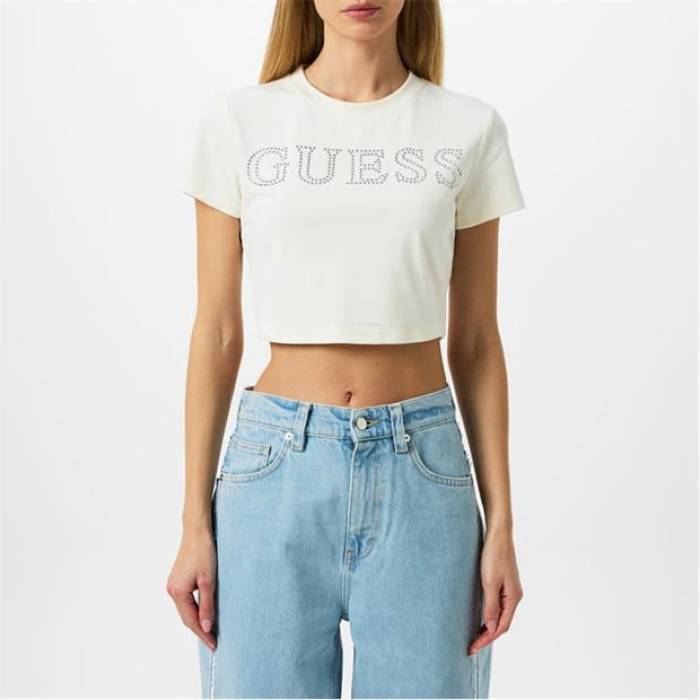 ゲス Guess 【 Women's Couture Crop Top Women Crm White G012 】 レディース Crop クロップ レディース 白色 ホワイト