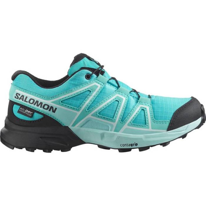 サロモン Salomon 【 Speedcross Waterproof Trail Running Shoes Junior Kids Blue Curacao 】 シューズ 運動すること靴 お坊っちゃん キッズ 青碧 青碧