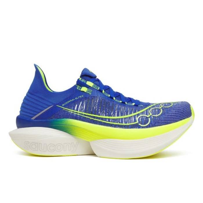 サッカニー Saucony 【 Endorphin Elite 2 Running Shoes Mens Men Lapis/Citron 】 エリート シューズ 運動すること靴 メンズ メンズ