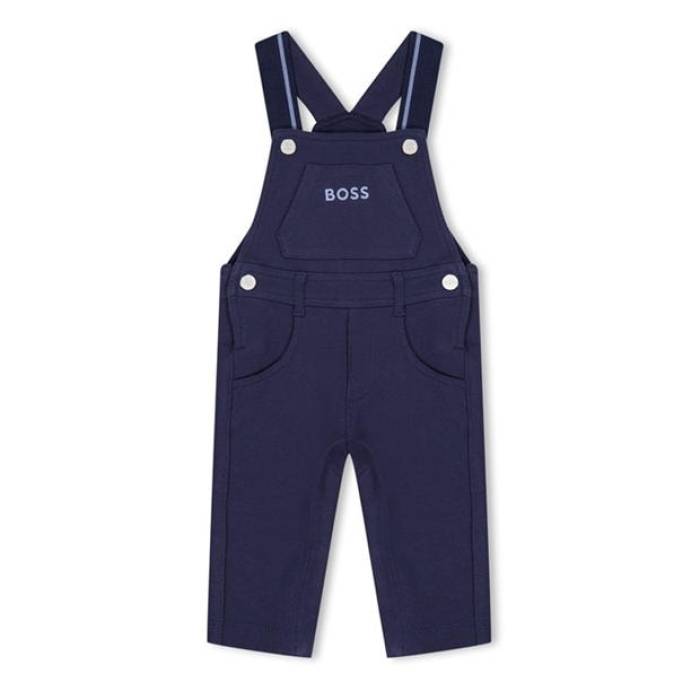 主任者 Boss 【 Kids Logo Dungarees Kids Navy 849 】 ロゴタイプ 大層らしい櫂 お坊っちゃん キッズ 紺色 米国海軍