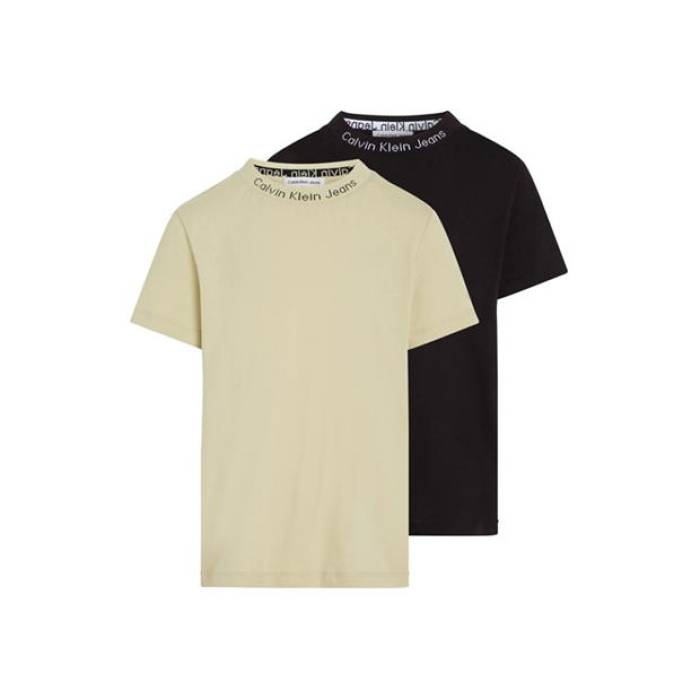 カルバンクライン デニム Calvin Klein Jeans 【 2 Pack Logo T-Shirts Juniors Kids Haze/Blk 0H8 】 ロゴタイプ プルオーバー お坊っちゃん キッズ