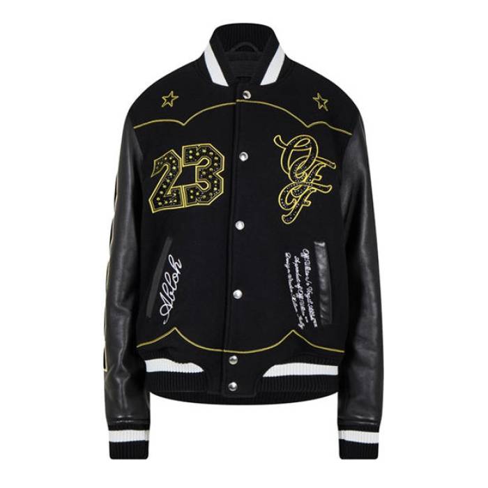 Off White 【 Women\u0027s Thndr Varsity Jacket Women Black 】 レディース Jacket 上衣 レディース 黒いこと 黒いこと