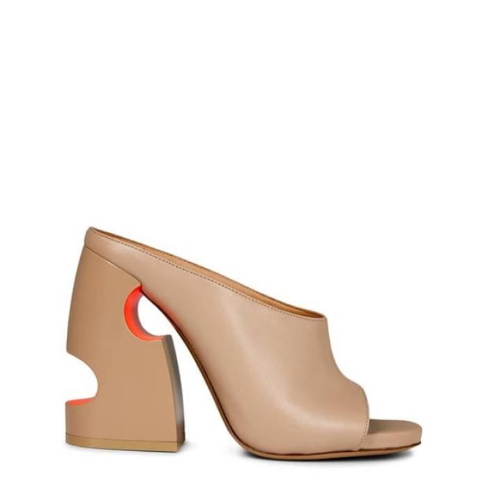 Off White 【 Women\u0027s Leather Mules Women Beige/Orange 】 レディース なめし革 レディース ベージュ orange 橙・オレンジ色