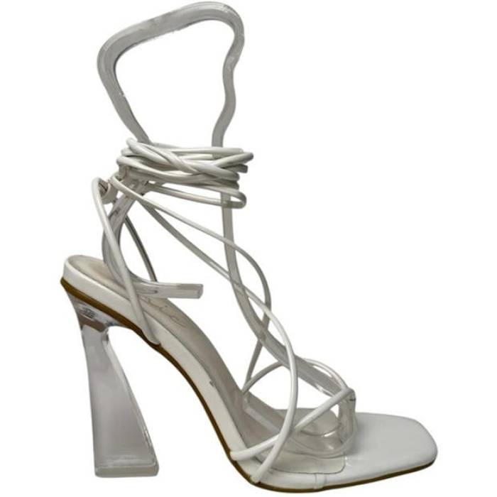 Chic 【 Lace-Up Strappy Flat Sandal Women White 】 レディース 白色 ホワイト