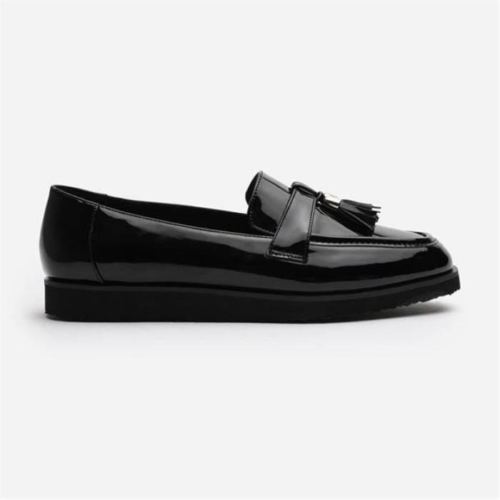 Wheres That From 【 Tassel Loafers Women Black Patent 】 置き目毛皮 レディース 黒いこと 黒いこと 専売特許