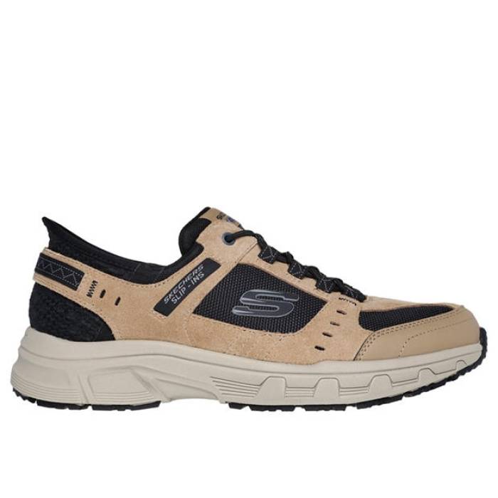 スケッチャーズ Skechers 【 Oak Canyon Slip On Runners Mens Men Taupe/Black 】 メンズ メンズ 黒色 ブラック