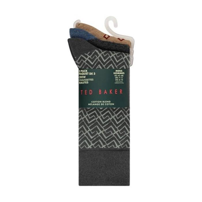 テッドベーカー Ted Baker 【 Men's Formal Crew Socks Men Grn/Char/Brn Ht 】 メンズ フォーマル クルー ソックス・靴下 メンズ