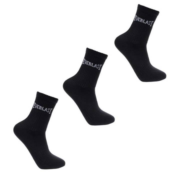 Everlast 【 3 Pack Crew Socks Junior Kids Black 】 クルー ソックス・靴下 ジュニア キッズ 黒色 ブラック