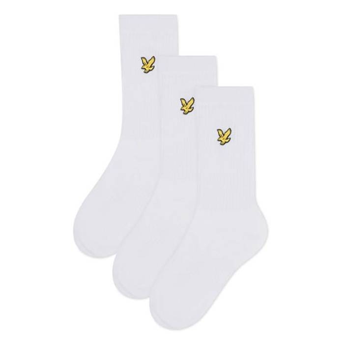 Lyle And Scott 【 3-Pack Crew Socks Kids Bright White 】 3個入 クルー ソックス・靴下 ジュニア キッズ 白色 ホワイト|スニケス