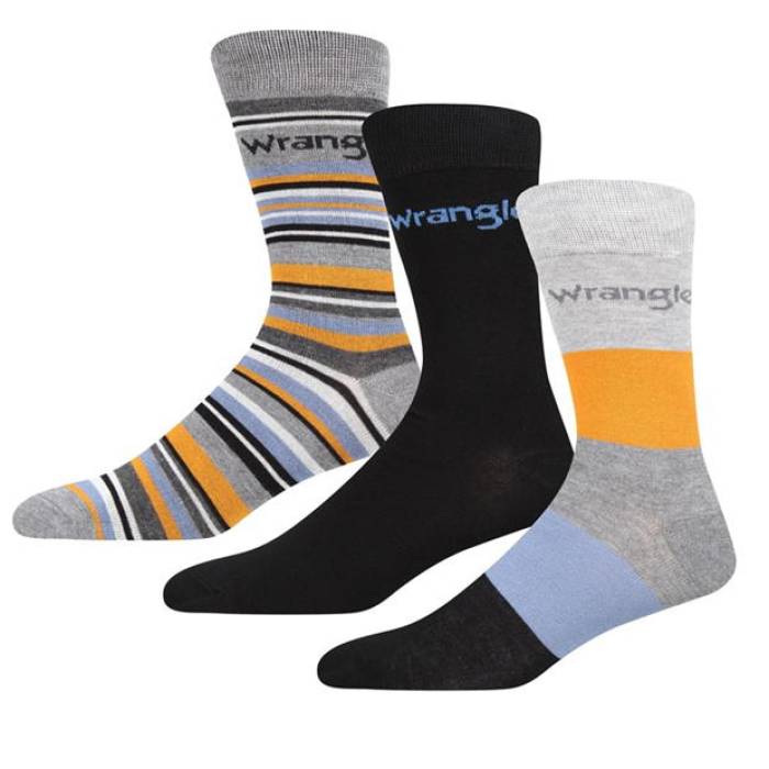 ラングラー Wrangler 【 Crew Socks Men Grey/Golden/Blk 】 クルー ソックス・靴下 メンズ 灰色 グレー