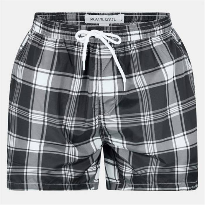 ブレイブソウル Brave Soul 【 Print Swim Short Men Black/White 】 メンズ 黒色 ブラック 白色 ホワイト
