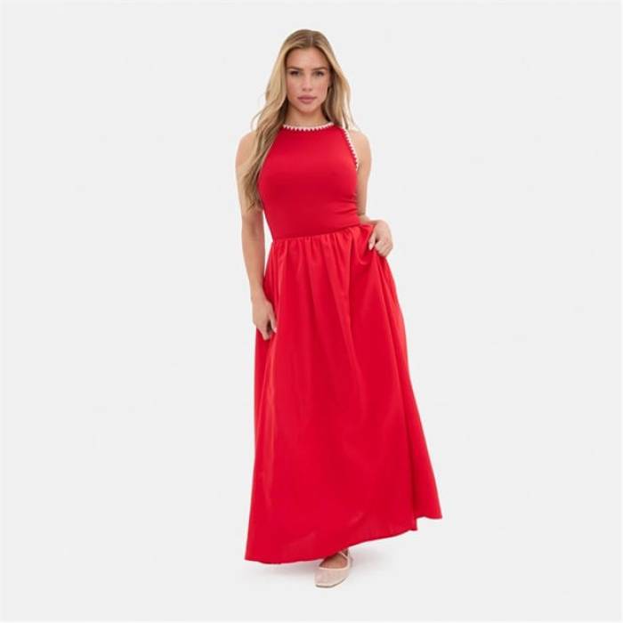I Saw It First 【 Whipstitch Midaxi Dress Women Red 】 御召しもの レディース Red 赤・赤いこと