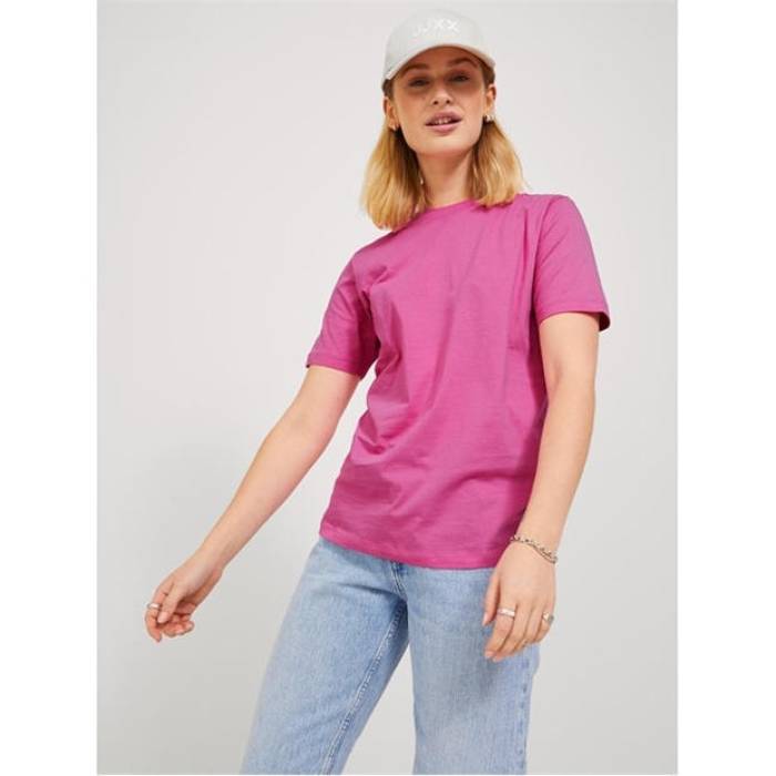 Jjxx 【 Anna Short-Sleeve Regular Fit T-Shirt Women Carmine Rose 】 Tシャツ レディース Rose ローズ