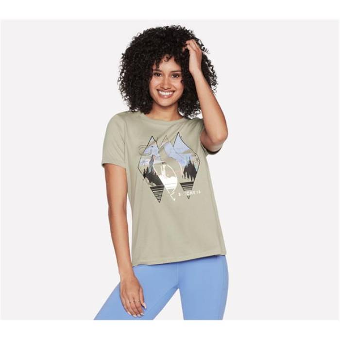 スケッチャーズ Skechers 【 Regular Fit T-Shirt Women Green 】 ティーシャツ レディース green 緑・緑であること
