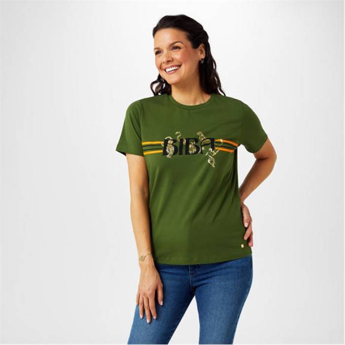 Biba 【 Logo T-Shirt Women Khaki Animal 】 ロゴ Tシャツ レディース カーキ