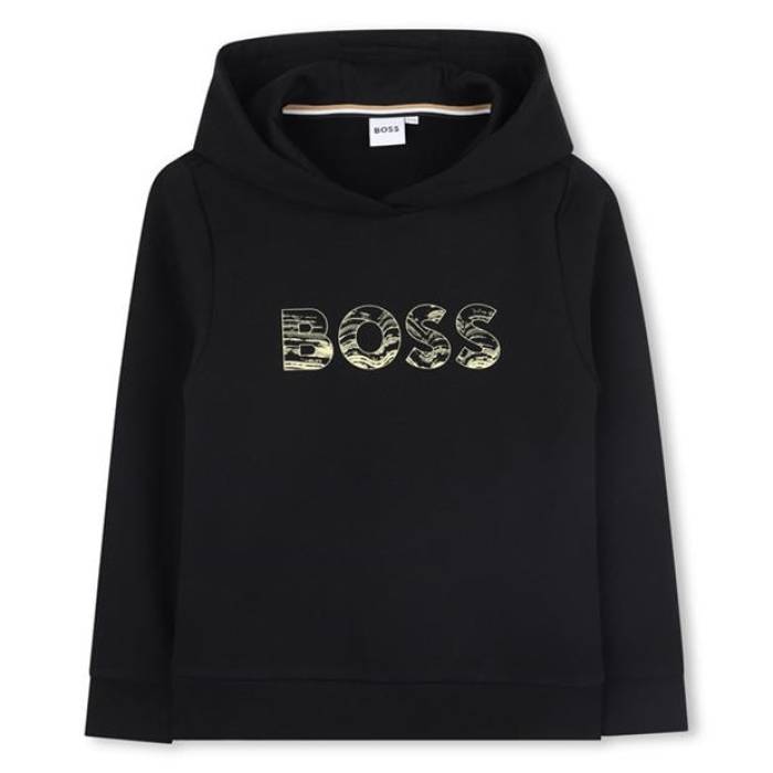 主任者 Boss 【 Kids Print Hooded Hoodie Kids Black 】 ボンネット付 フーディー パーカー お坊っちゃん キッズ 黒いこと 黒いこと