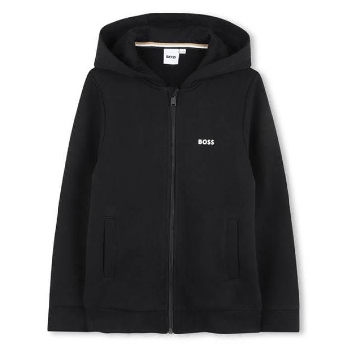 雇い主 Boss 【 Kids Logo Zipped Hoodie Kids Black 】 ロゴタイプ フーディー パーカー お坊っちゃん キッズ 黒いこと 黒いこと