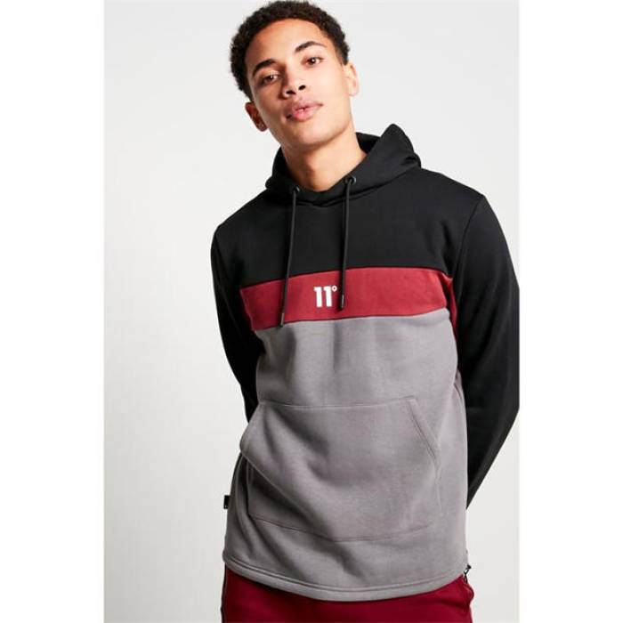 イレブンディグリーズ 11 Degrees 【 Panel Hoodie Mens Men Black/Red 】 フーディー パーカー メンズ メンズ 黒いこと 黒いこと Red 赤・赤いこと