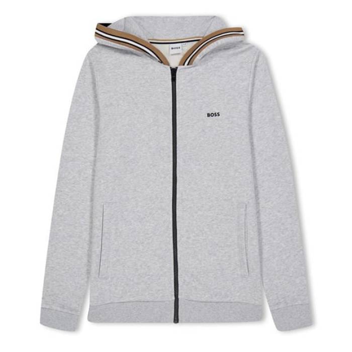 主任者 Boss 【 Kids Logo Zip Hoodie, Logo Design Kids Grey A32 】 ロゴタイプ お坊っちゃん キッズ 薄墨色 薄墨色