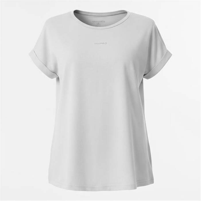 Usa Pro 【 Short Sleeve Sports T-Shirt Womens Women Grey Marl 】 Sleeve スリーブ Tシャツ レディース レディース 灰色 グレー